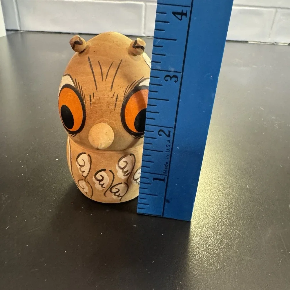 Wooden‎ Owl Trinket Box Figurine Hand Painted Vintage Russian Nesting Doll